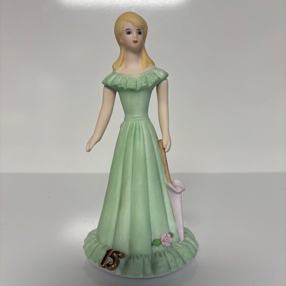 Growing Up Birthday Girl Figurine Age 15 Enesco 1981 Porcelain Collectible 7in - Picture 1 of 8